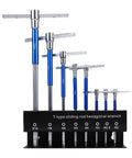 Grab This Awesome Zunate T Handle Hex Wrench Set featuring 8 Piece Metric Sizes Plus Ball End Key Tool Kit for Tough Auto And Bike Jobs With Cool Sliding Adjustable Shaft And Slick Compact Case, 8-piece chrome vanadium steel set on stand