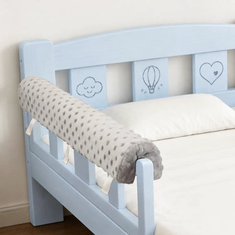 Toddler Bed Rail Bumper Guard With Memory Foam, tool free attachment, ultra soft cushions for safe sleep, easy to install, white