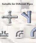 Image of different pipe fittings suitable for Heavy Duty Pro Grade 16mm Manganese Steel Drain Cleaner Cutter Heads Set for Pipeline use.