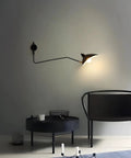 Mid-Century Black Wall Lamp With Industrial Swing Arm Dope Adjustable Wall Mount Lighting For Kitchen And Living Room 360 Degree Shade And Arm Rotation