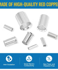 Pro Grade 166 Piece Wire Ferrules Kit With Silver Plated Copper Crimp Terminals shown with various terminal sizes