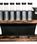 Top Shelf Solid Wood And Carbon Steel Single Dose Coffee Bean Storage Rack With One Way Vent Valve, 300x125x270mm.