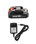 Heavy Hitter Cordless 2 In 1 Brad Nailer And Staple Gun With Beefy 2000Mah Battery And Snappy Charger showing 18V 2.0Ah lithium-ion battery and charger.