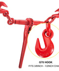 2 Pack Ratchet Tie Down Binders Set, 9215 Lbs Working Load, 3 Eighths To 1 Half Inch Chains, G70 Hooks, Heavy Duty