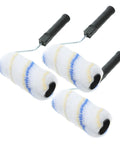 Top Shelf Three Piece Paint Roller Brush Set With Comfort Grip Handle And Ultra Soft Protective Bristles For Slick Wall Coverage And Zero Fuss On Your Next Diy Makeover, featuring three soft bristle rollers.