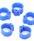 Close-up of blue 200 Pcs 10mm Pigeon Leg Clip Rings for Poultry Foot Identification Easy Install No Fuss Lightweight and Reusable Blue Set