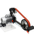 Straight Fire Heavy Duty Belt Sander Grinder with 71 Inch Sanding Belt and Three Grinding Wheels for Metal Polishing, adjustable motor.