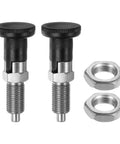 M10x1 Double Pack Ball Nose Spring Plungers Crafted From Badass Stainless Steel For Slick Self Locking Action and Zero Hassle Indexing Performance On Heavy Duty Industrial Projects, featuring two plungers and nuts.