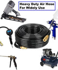 Built Tough 1/4 Inch Polyurethane Air Compressor Hose 100 Feet Long Flows Smooth Without Kinks Includes Snazzy Quick Connectors Bend Blocker.