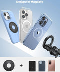High Capacity MagSafe Car Mount Vent Holder With Blasted N52 Super Magnets Compatible With iPhone displayed with various phone cases.