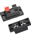 Two Way Spring Speaker Terminal Clip Push Release Connector For Audio Cables, 2 Pins, 2 Positions Strip Block, Red And Black, AWG 24 To 16, Spring Load Binding Post Style Board, 2 Pack