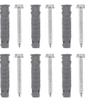 Heavy Duty Drywall Anchors And Carbon Steel Screws Kit 6 Piece Set Rust Resistant And Oxidation Resistant Great For Air Conditioning Hangers And TV Wall Mount Installations, 6 gray anchors and screws