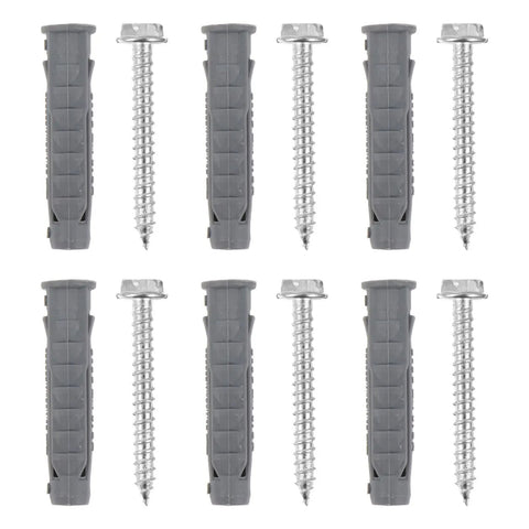 Heavy Duty Drywall Anchors And Carbon Steel Screws Kit 6 Piece Set Rust Resistant And Oxidation Resistant Great For Air Conditioning Hangers And TV Wall Mount Installations, 6 gray anchors and screws