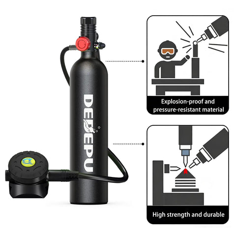 1L Scuba Tank Kit For Diving Aluminum Cylinder With Primary Valve, showcasing explosion-proof material and durability