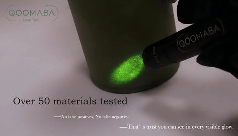 Demonstration of All In One Lead Test Kit For Home Use Detect Lead In Dishes, Painted Surfaces, Toys, Ceramics And More With Easy Liquid Testing Includes One Bottle Of Testing Liquid And Free Lab Analysis Fast Results At Home on ceramic item.