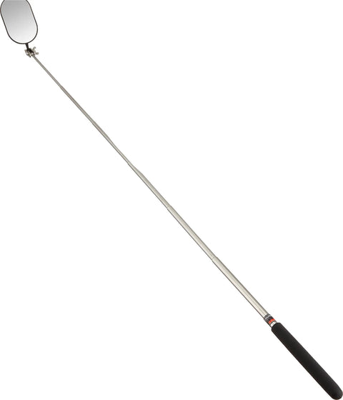 Extendable Oval Inspection Mirror with 2.0 x 3.1 inch viewing surface and long reach from 10.4 to 37.0 inches, rugged rubber grip