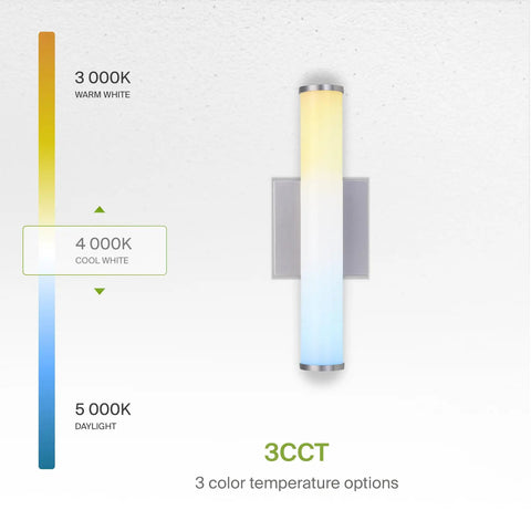 18 Inch LED Linear Vanity Light Fixture For Bathroom Mirror With 3 Color Temperatures From 3000K To 5000K Dimmable 20W 1500 Lumens