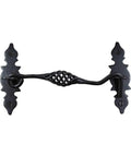 Door Latch Lock 6.6 In Black Birdcage Style Wrought Iron Hook And Eye Latch with mounting hardware, rust resistant finish