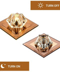 saditesdk 6 Pcs Recessed Lighting Cube Luxury Trim Kits Dimmable Led Recessed Lighting Square Crystal Spotlight Flush Mount Downlight Crystal Recessed Ceiling Lights Led Lighting,Brown, illuminated view.