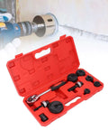 Heavy Duty Knockout Hole Punch Driver Kit with Six Sizes Manual Ratchet Tool, red storage case, metal sheet punching