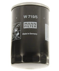 Straight Up Heavy Duty Spin On Oil Filter For Air Compressors with black exterior, made in Germany, for effective grit and sludge filtration.