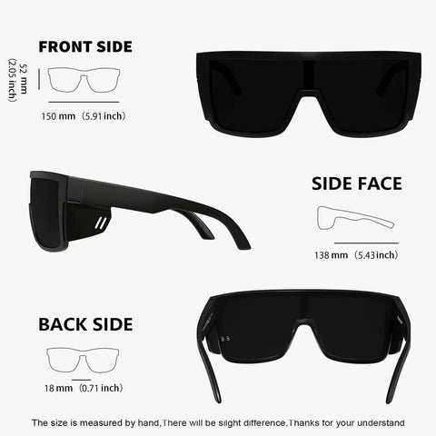 Snag Up Ridiculously Light TR90 Side Shield Sunglasses Built Tough For Big Wide Heads With Classic Matte Black Design And Genuine UV400 All Day Sunblock Coating