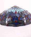 Sea Blue Dragonfly Style Stained Glass Lamp Shade Replacement 16x8 Inch with cap, detailed dragonfly motif and vibrant colors