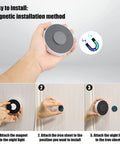 3 Pack Motion Sensor LED Night Lights With USB Rechargeable Battery, 8 LEDs, Magnetic Patch installation process shown