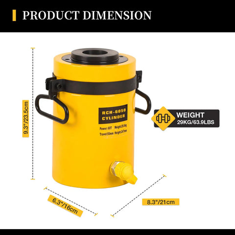 Built Tough 60 Ton Hollow Hydraulic Ram Cylinder Jack With Zero Hassle Auto Reset And Smooth Two Inch Stroke For Heavy Duty Trade Projects And Reliable Portable Power Jacks That Definitely Get The Job Done Fast