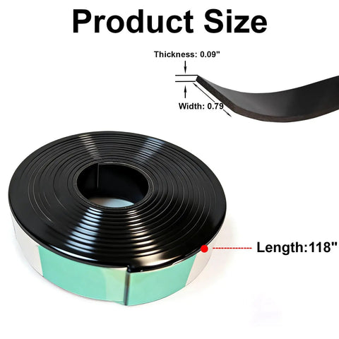 118 Inch Splinter Guard Replacement Strip For Track Saw Rails Compatible With Makita Festool DeWalt Milwaukee shown in a coil with dimensions