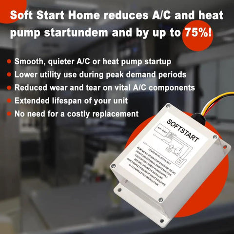 AC Capacitor Soft Start Control Kit For Coleman Mach Air Conditioners Reduces Startup Surge And Noise And Vibration Extends System Life For 450XX 452XX 470XX 472XX 480XX And 482XX Series shown with benefits text overlay