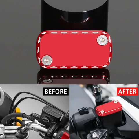 Front Brake Fluid Reservoir Cap Compatible With 125 Models Ct125 Trail 125 Dax St125 Cr125 Cr250R 1996 2007 2018 2024 Drop In No Fuss Easy Install Red Motorcycle Oil Tank Cap on bike before and after installation