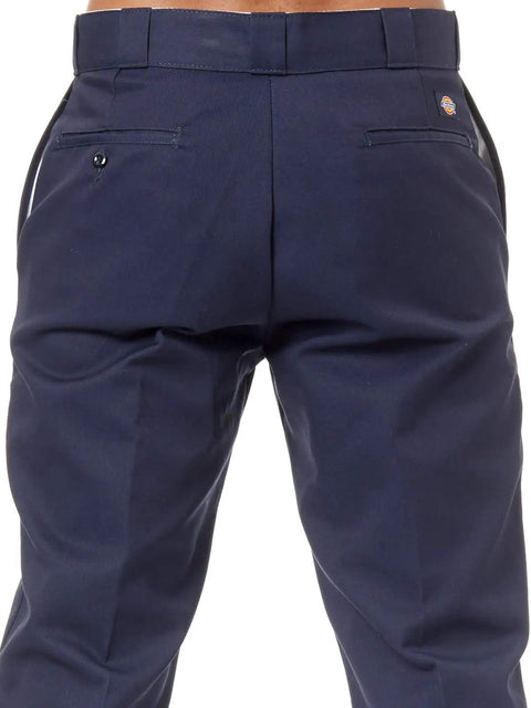 Mens Original Straight Leg Work Pants Rock Solid Heavy Duty Uniform Trousers Built Different For The Daily Grind Dark Navy back view showing details.