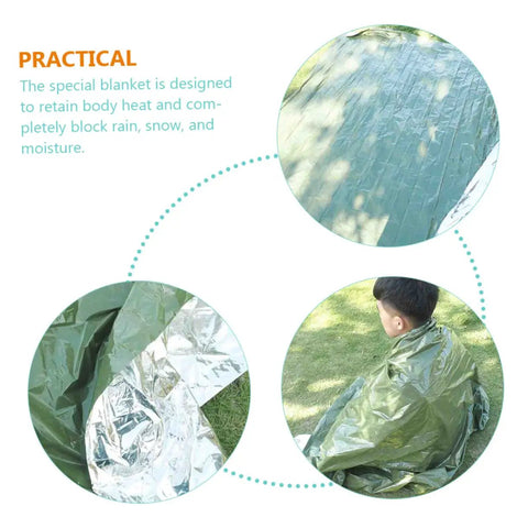 3 Pack Thermal Survival Blankets Emergency Kit For Beach Mat Camping Rug Tent Ground Cover Reflective Foil Gear All In One