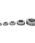 Front view: five bearing steel thrust ball bearings, 17x30x9 mm, single-row