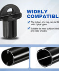 Heavy Duty Roller Shades End Cap Covers And Pull Ring Replacement Parts For Window Blinds, black end cap compatible with two pipe types.