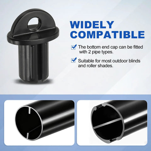 Heavy Duty Roller Shades End Cap Covers And Pull Ring Replacement Parts For Window Blinds, black end cap compatible with two pipe types.
