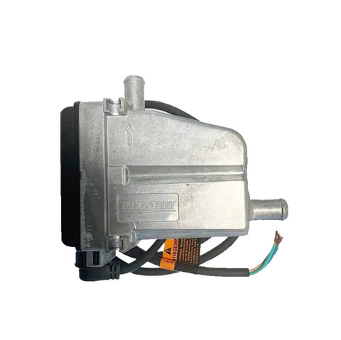 Heavy Duty Diesel Generator Coolant Heater That Knocks Out Freezing Chill And Gets Your Rig Turned Over Easy Self Circulating Engine Block Warmup Fits 33E5001 33E5017 33E5020 top view showing metallic design and connector.