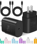 25W USB C Fast Charger Block With 2 Pack Long USB C Cables 10 Ft And 6 Ft Quick Charge For iPhone 15 16 17 Air Plus Pro Max And Galaxy S25 S24 Ultra PD 3.0 Compatible, showing charger and multiple cable variations