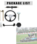 300mm Steering Wheel Steel Kit With 320mm Gear Rack Pinion Adjustable Shaft Set Replacement For 110cc Go Kart