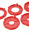 Premium Router Table Insert Ring Set With Five Zero Clearance Inserts For Dead Nuts Alignment And Slick Routing features red polymer rings.