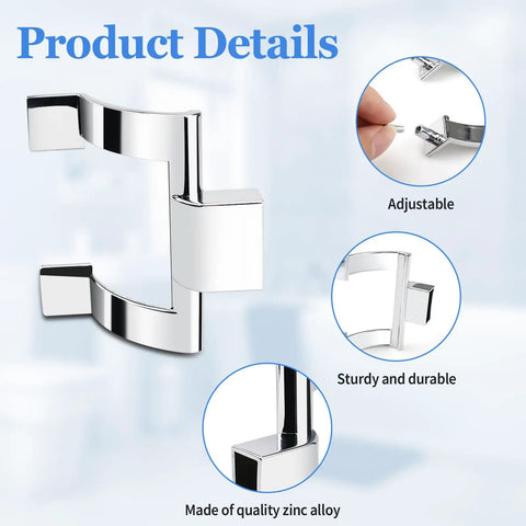 Badass 2 Pack Chrome Towel Bar Brackets For Shower And Tub Enclosure With Hardcore Zinc Alloy Design, adjustable and durable.