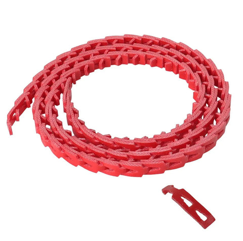 Adjustable Half Inch By Five Foot PU Linked V Belt A Type for lathes, table saws, bandsaws, and farm equipment, red color.