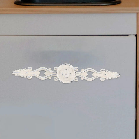 Vintage European Zinc Alloy Cabinet Handle With Floral Decorative Door Pulls For Dresser And Drawer, Chrome Ivory Finish