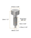 Hella Durable 2 Pack M8 Stainless Steel Spring Plunger With Knurled Grip Handles Non Locking Retractable Index Pin, 16mm length.