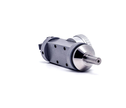 Side view of coaxial centering indicator for milling machines; metal body with knurled adjustment dial.