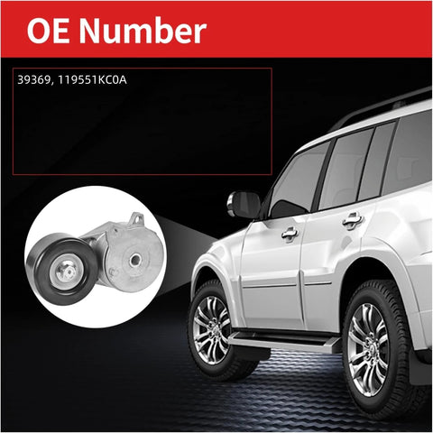 Drop In Belt Tensioner Replacement For Nissan Juke 2011 To 2017, Sentra 2013 To 2019, Rogue Sport 2017 To 2022 shown next to a car