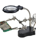 Soldering Station Magnifier With Led Light 3.5X And 12X Magnifying Glass, Auxiliary Clips And Alligator Clamp for soldering