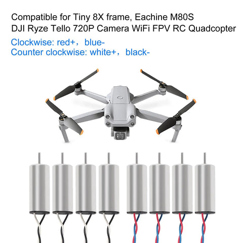 8520 Coreless Micro DC Motors 8.5x20mm High RPM Up to 53000 RPM 4CW 4CCW with JST 1.25mm for RC Quadcopter Drone