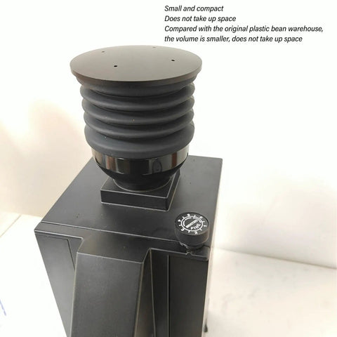 Premium Coffee Grinder Single Dose Funnel With Compact Air Blower And Durable Silicone Bean Hopper top view of silicone bean hopper.
